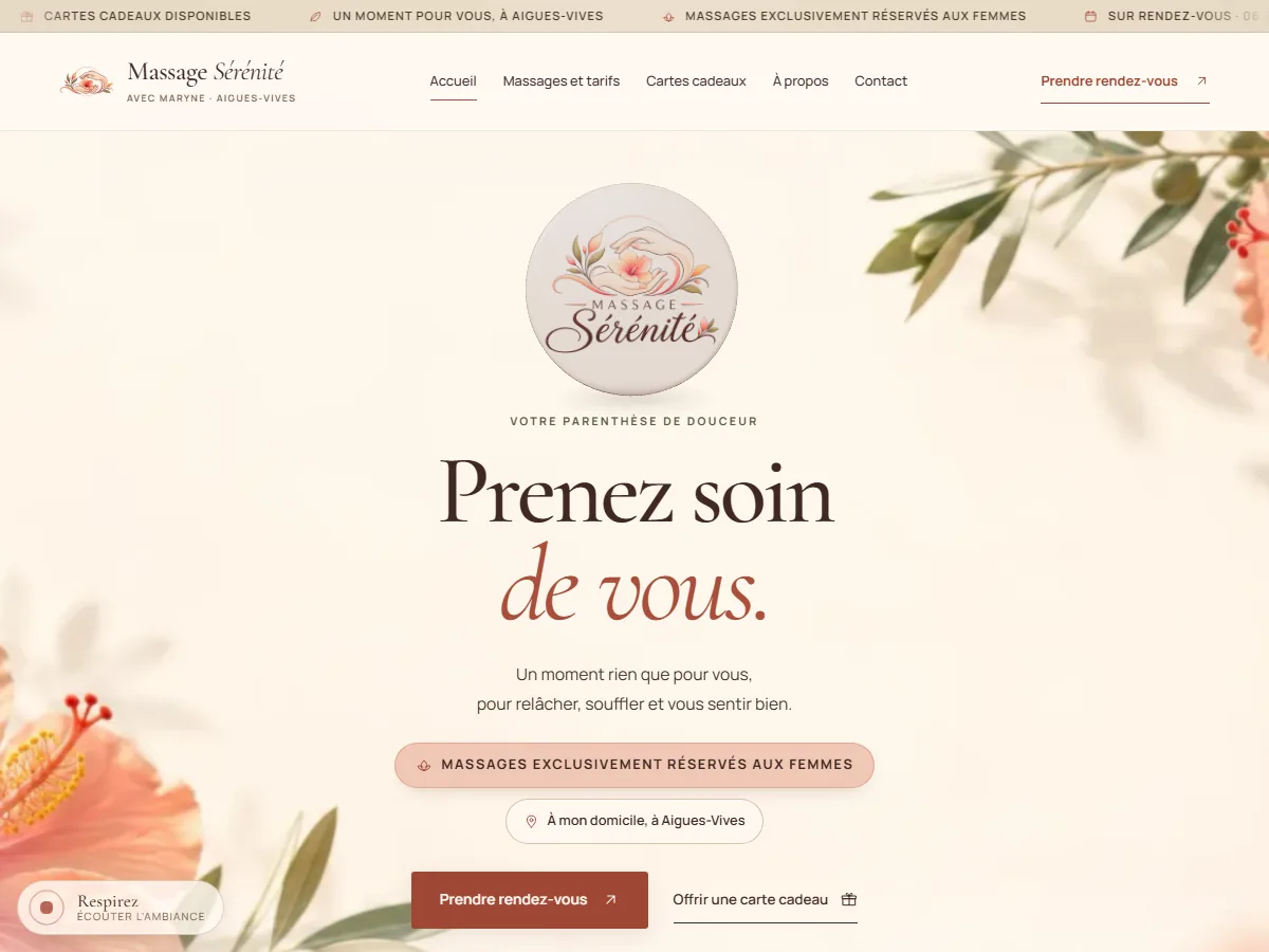 Massage Sérénité — massage site, Aigues-Vives